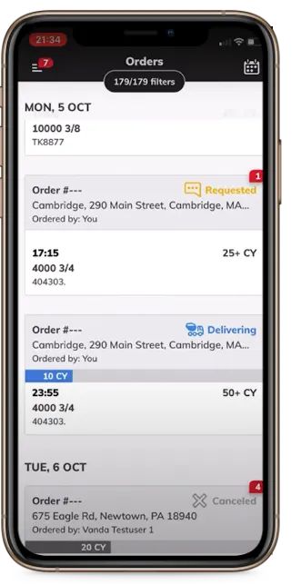 Select the order you would like to track.
