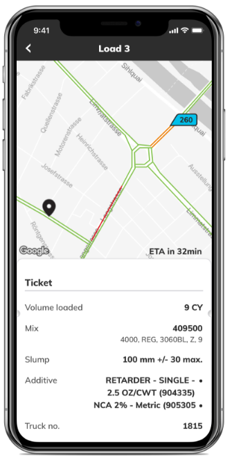 Dispatcher dashboard for ConcreteDirect platform